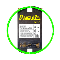 Guía pasa cables 6 metros y 3mm. Poliéster trenzado monofilamento. Terminales fijos con lazo. Color verde