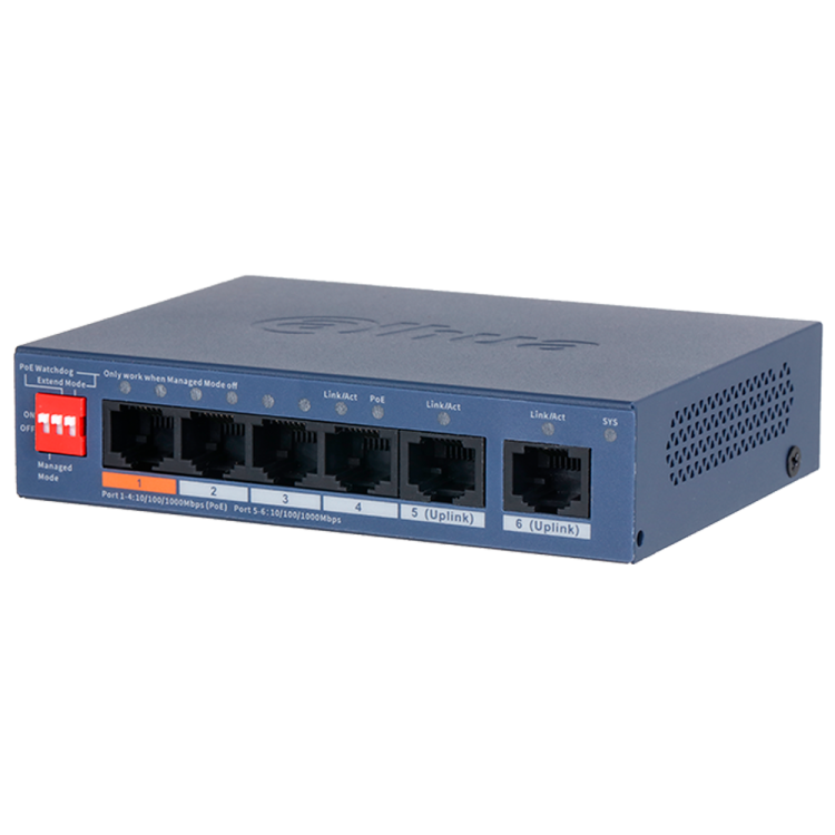 Switch PoE Dahua DH-CS4006-4GT-60-V2 - Cloud 60W