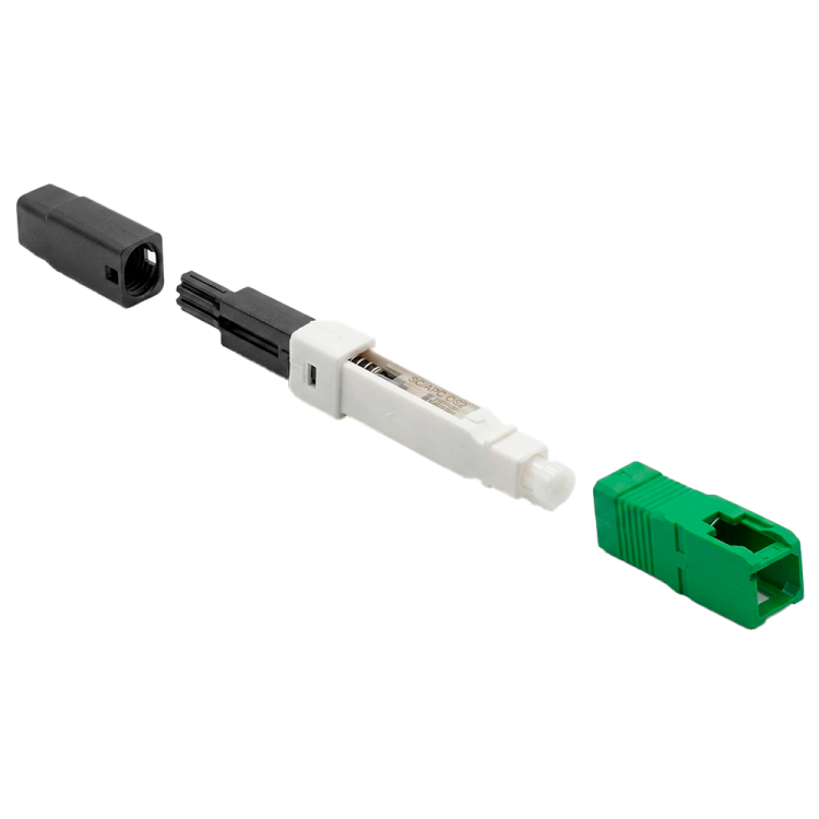 Conector de fibra óptica SC/APC KeyQuick, monomodo. Universal para cable redondo y plano de 2,0mm y 3,0mm