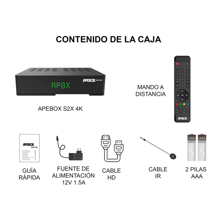 REACONDICIONADO | Receptor satélite Apebox S2X 4K - DVB-S2X Multistream, UHD 4K, IPTV