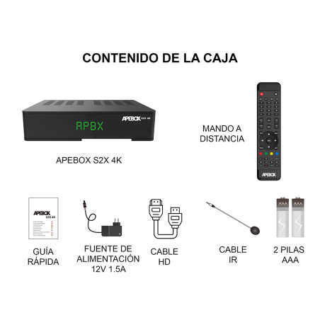 REACONDICIONADO | Receptor satélite Apebox S2X 4K - DVB-S2X Multistream, UHD 4K, IPTV