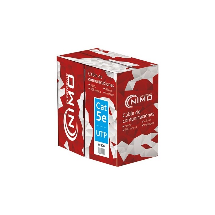 Cavo Dati UTP Cat.5e Rigido Per Interni - 2x4 Paia CCA AWG24, Diametro 5,5 Mm, PVC Grigio - Confezione Da 1/4 Di Rotolo