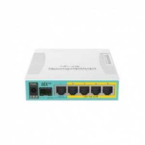 Routerboard SIN WIFI, 800MHz, 128MB RAM, x5 puertos Gb POE, x1 SFP. RouterOS. Level 4