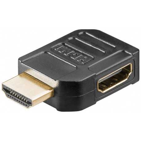 Conector HDMI en ángulo recto con conectores bañados en oro.