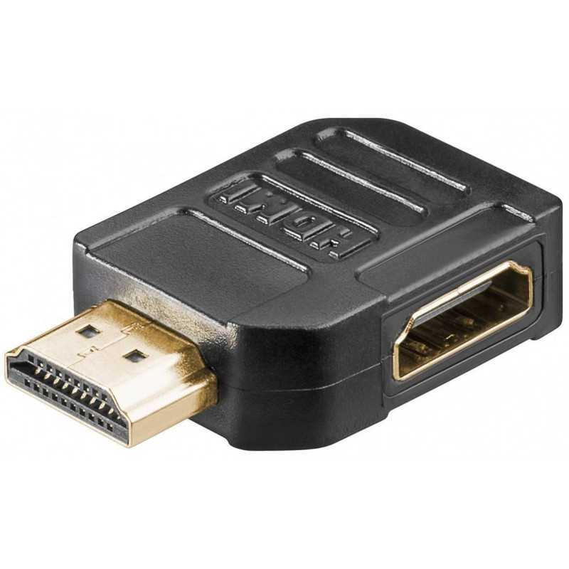 Conector HDMI en ángulo recto con conectores bañados en oro. HDMI