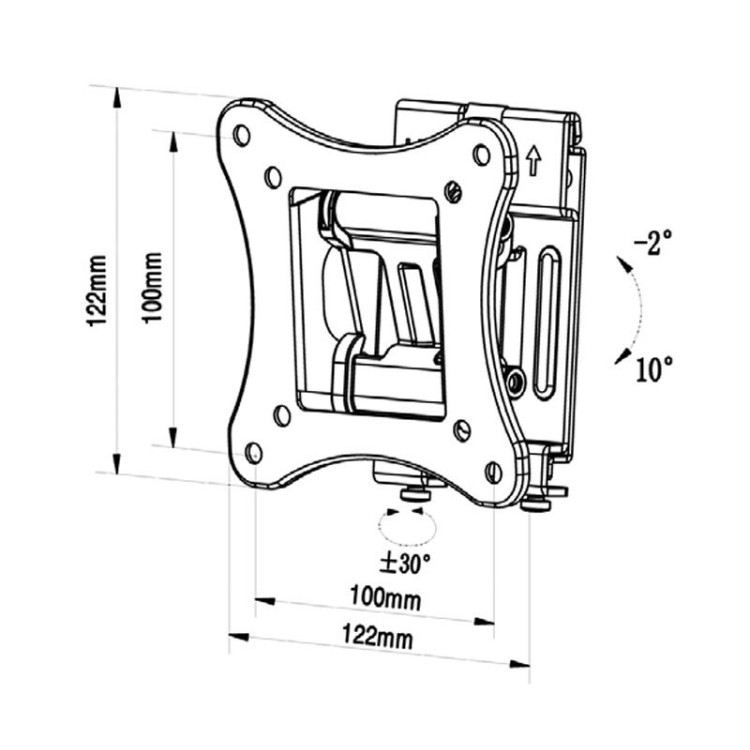 Soporte pared TV 10-24", hasta 15kg. Inclinación 2-12º, separación de pared 57mm