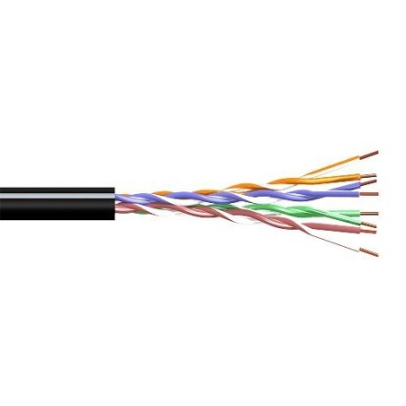 Cable CAT5e UTP, aluminio Cobreado, Polietileno (exterior), negro. Bobina de 305mts