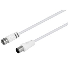 Cable de 1,5mts TV macho a F macho, color blanco