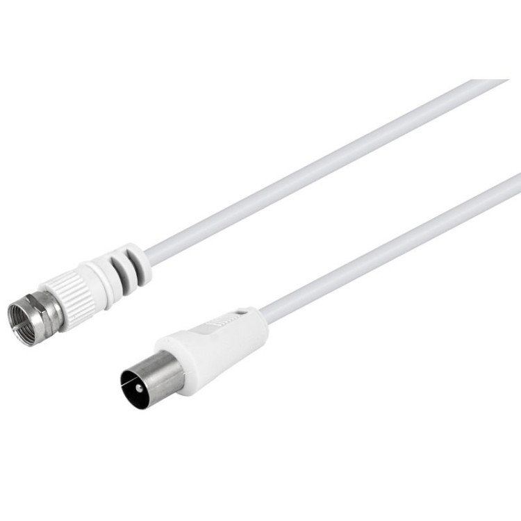 Cable de antena TV NIMO WIR1235 - IEC macho a F macho, 1,5 m, blanco