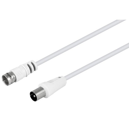 Cable de antena TV NIMO WIR1236 - IEC macho a F macho, 2,5 m, blanco